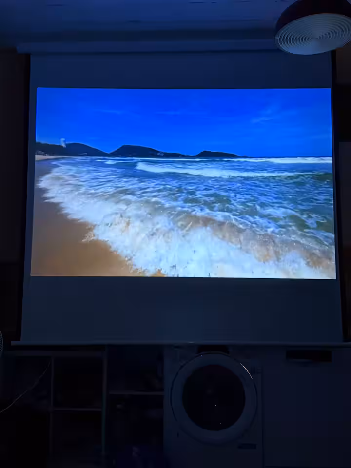 Projector screen in the living area