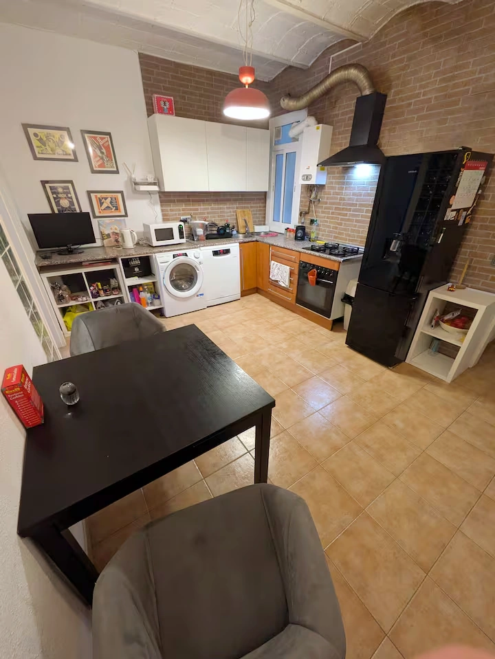 Open kitchen and dining area