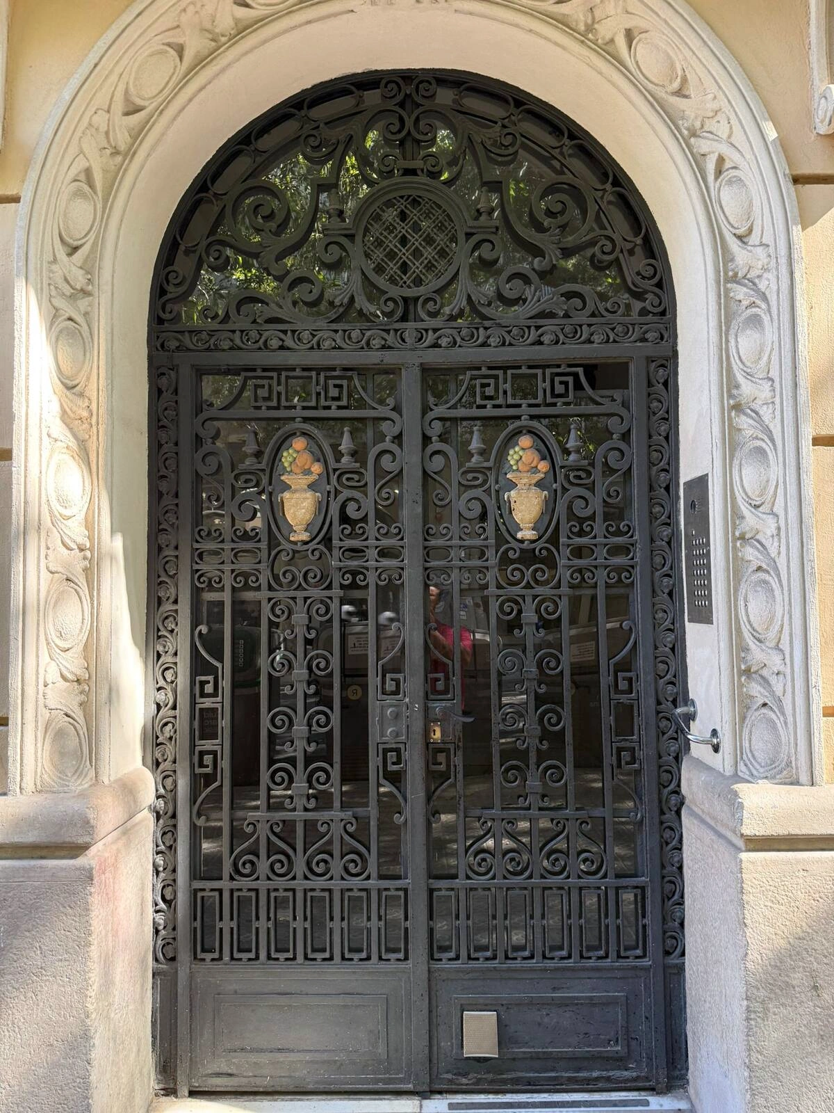 The building’s ornate entrance
